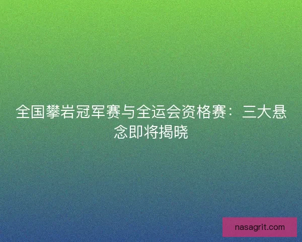 全国攀岩冠军赛与全运会资格赛:三大悬念即将揭晓 全国攀岩冠军赛与全运会资格赛:三大悬念即将揭晓