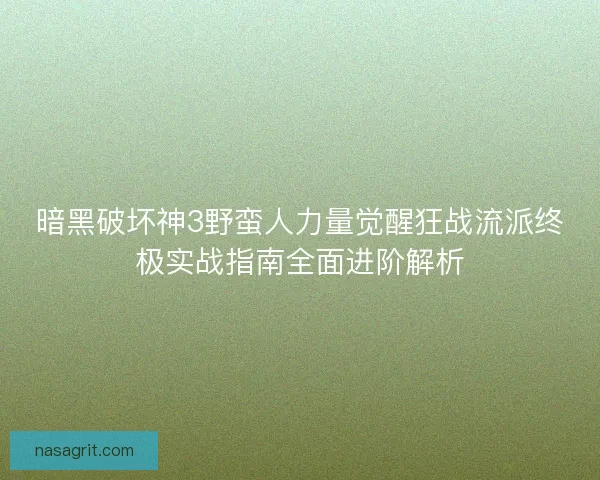 暗黑破坏神3野蛮人力量觉醒狂战流派终极实战指南全面进阶解析