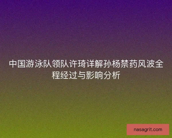 中国游泳队领队许琦详解孙杨禁药风波全程经过与影响分析